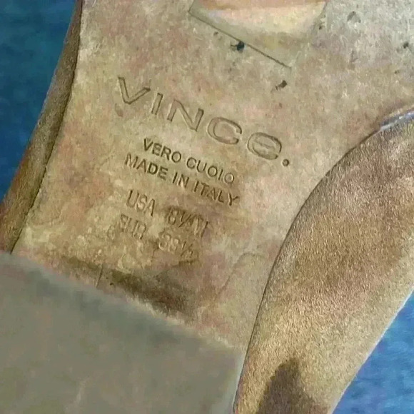 Vince Cuoio Camel Suede Open Toe Slide Stack Heel Made in Italy Women’s Size 8.5 - Picture 5 of 11